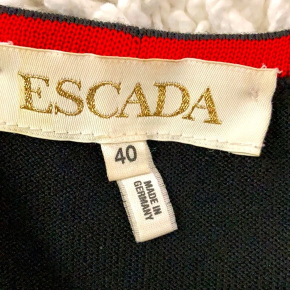 Escada 40/M Wool Blend Cardigan Sweater Black/Red - Picture 10 of 12
